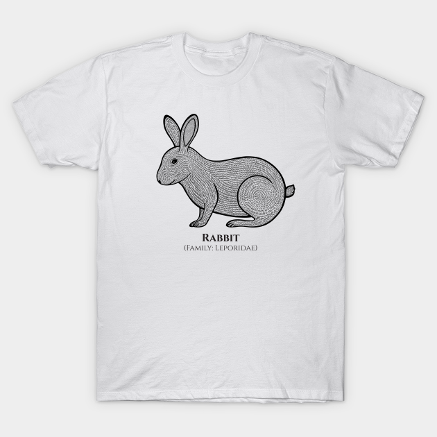 Rabbit with Latin Name - animal ink art design - on white - Rabbits - T